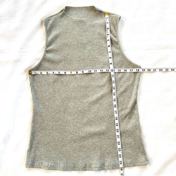 NWT Mittoshop Grey Ribbed Low Mock Sleeveless Layering Gray Tank Top - Picture 11 of 12
